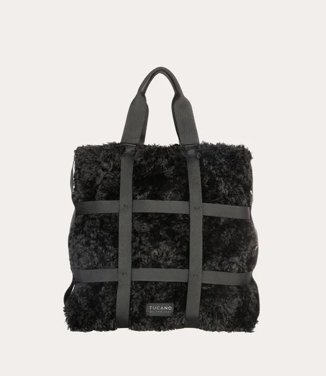 tucano-cage-tote-bag-cabas-en-fausse-fourrure-grille-rubans image 1