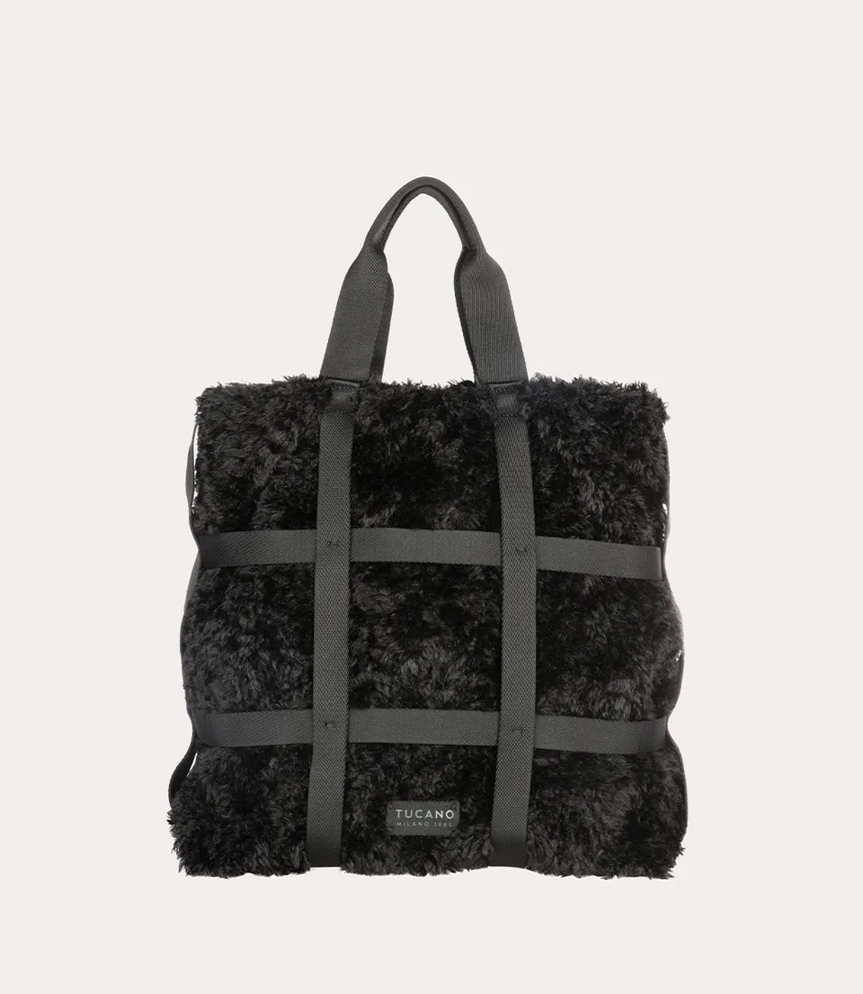 tucano-cage-tote-bag-cabas-en-fausse-fourrure-grille-rubans image 1