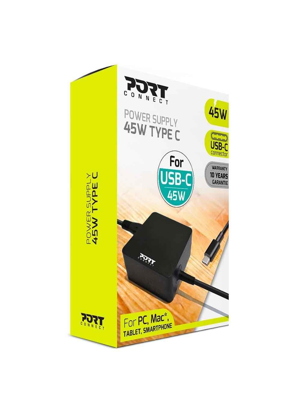 port-connect-alimentation-45w-usb-c-pour-pc-et-smartphone-5v-usb-type-c-prise-uk image 2