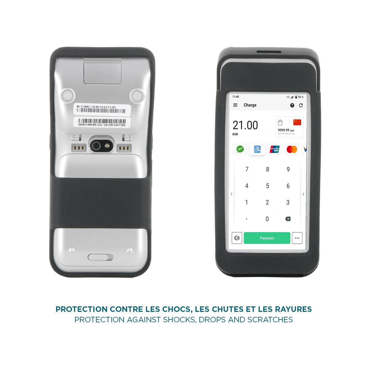 mobilis-coque-de-protection-en-silicone-noire-pour-terminal-de-paiement-pax-a920 image 2