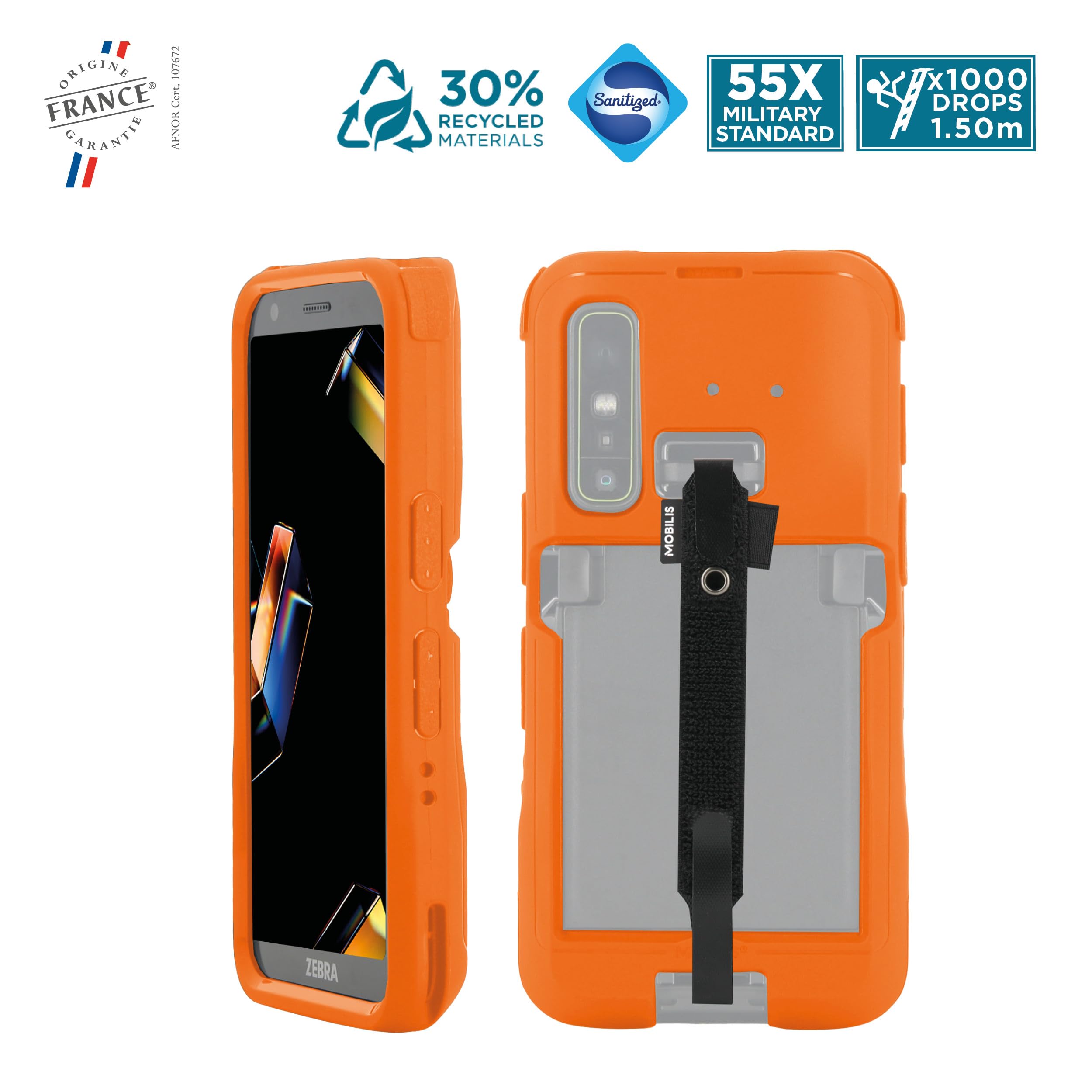 mobilis-protech-coque-zebra-tc501-avec-patte-de-saisie-orange-fluo image 2