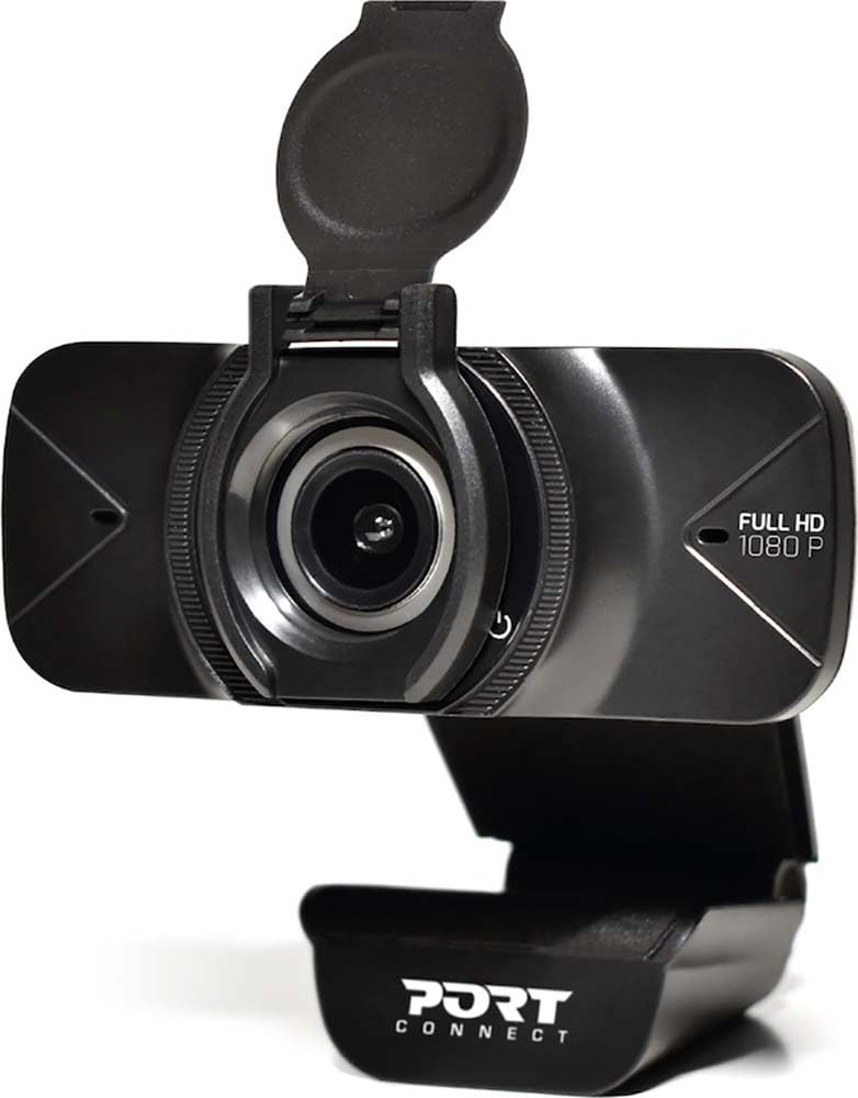 port-connect-webcam-full-hd-1080p-usb-a-usb-c-avec-micro-et-cache-noire image 1