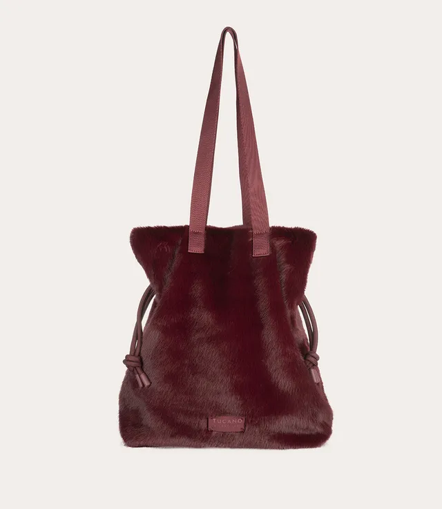 tucano-nina-fur-tote-bag-sac-cabas-en-fausse-fourrure-avec-fermeture-cordon image 1