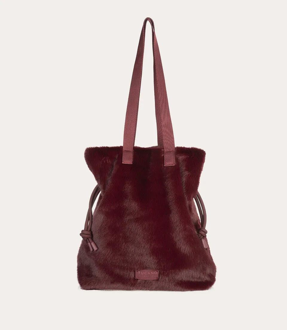 tucano-nina-fur-tote-bag-sac-cabas-en-fausse-fourrure-avec-fermeture-cordon image 1